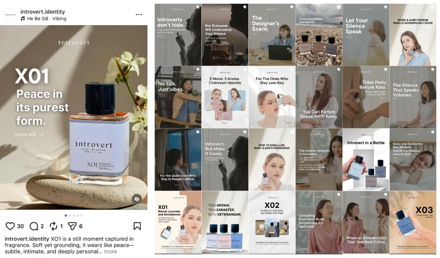 Contoh desain feed Instagram parfum dan lifestyle oleh Urusin.co