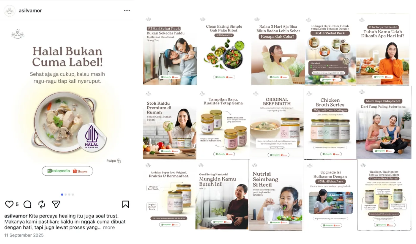 Contoh desain feed Instagram makanan sehat oleh Urusin.co