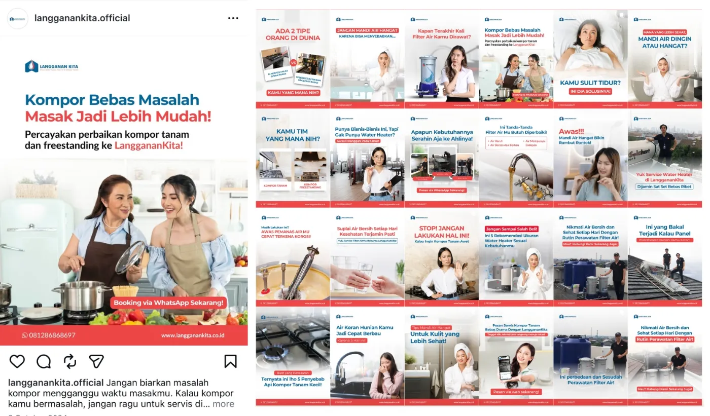Contoh desain feed Instagram retail rumah tangga oleh Urusin.co