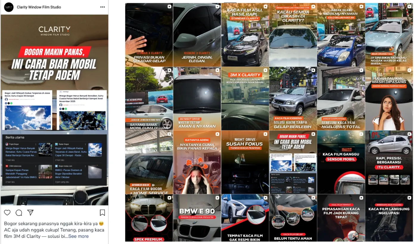 Contoh desain feed Instagram otomotif oleh Urusin.co