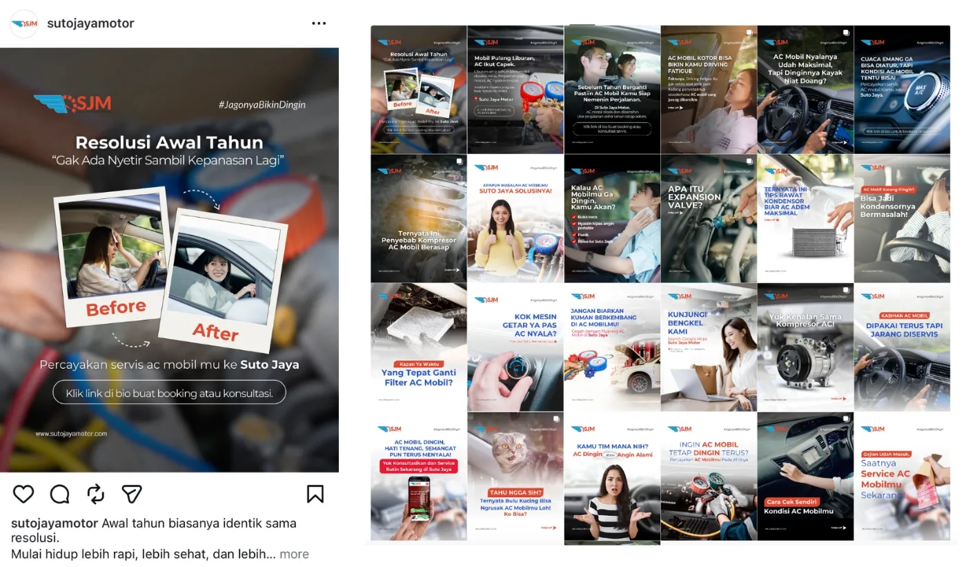 Contoh desain feed Instagram aksesori mobil oleh Urusin.co