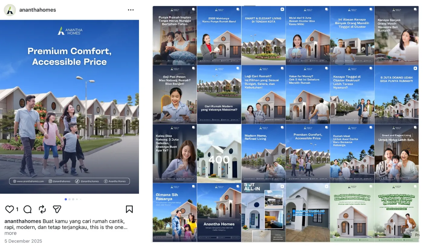 Contoh desain feed Instagram properti dan perumahan oleh Urusin.co