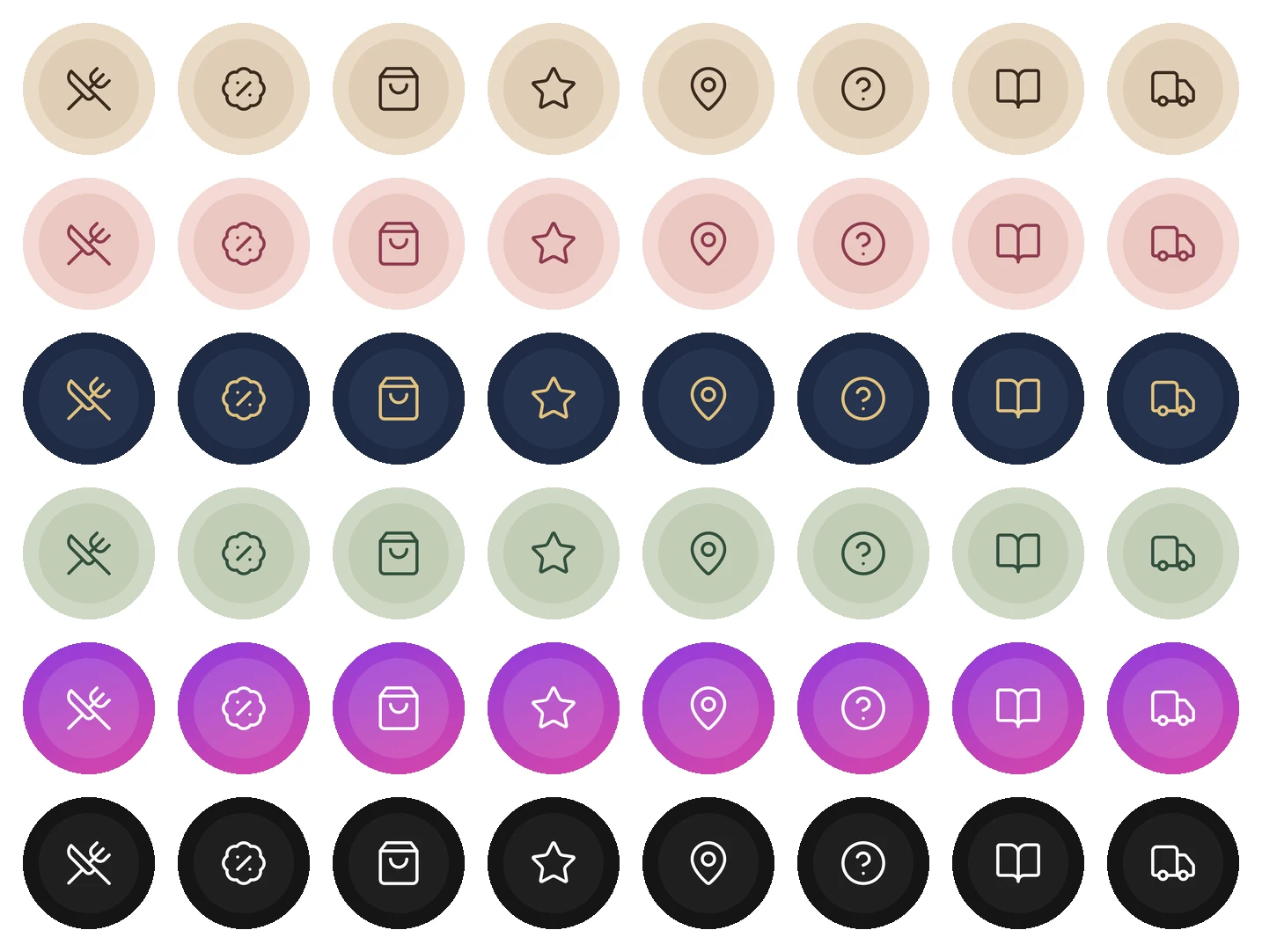 Icon highlight Instagram dalam 6 pilihan warna
