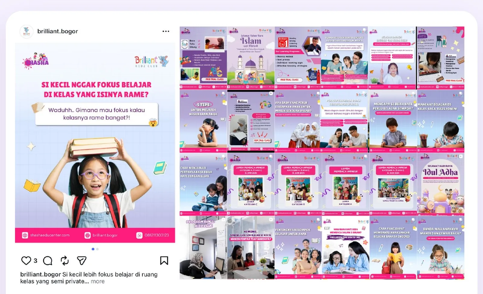 Portofolio desain feed Instagram pendidikan brilliant.bogor oleh Urusin.co