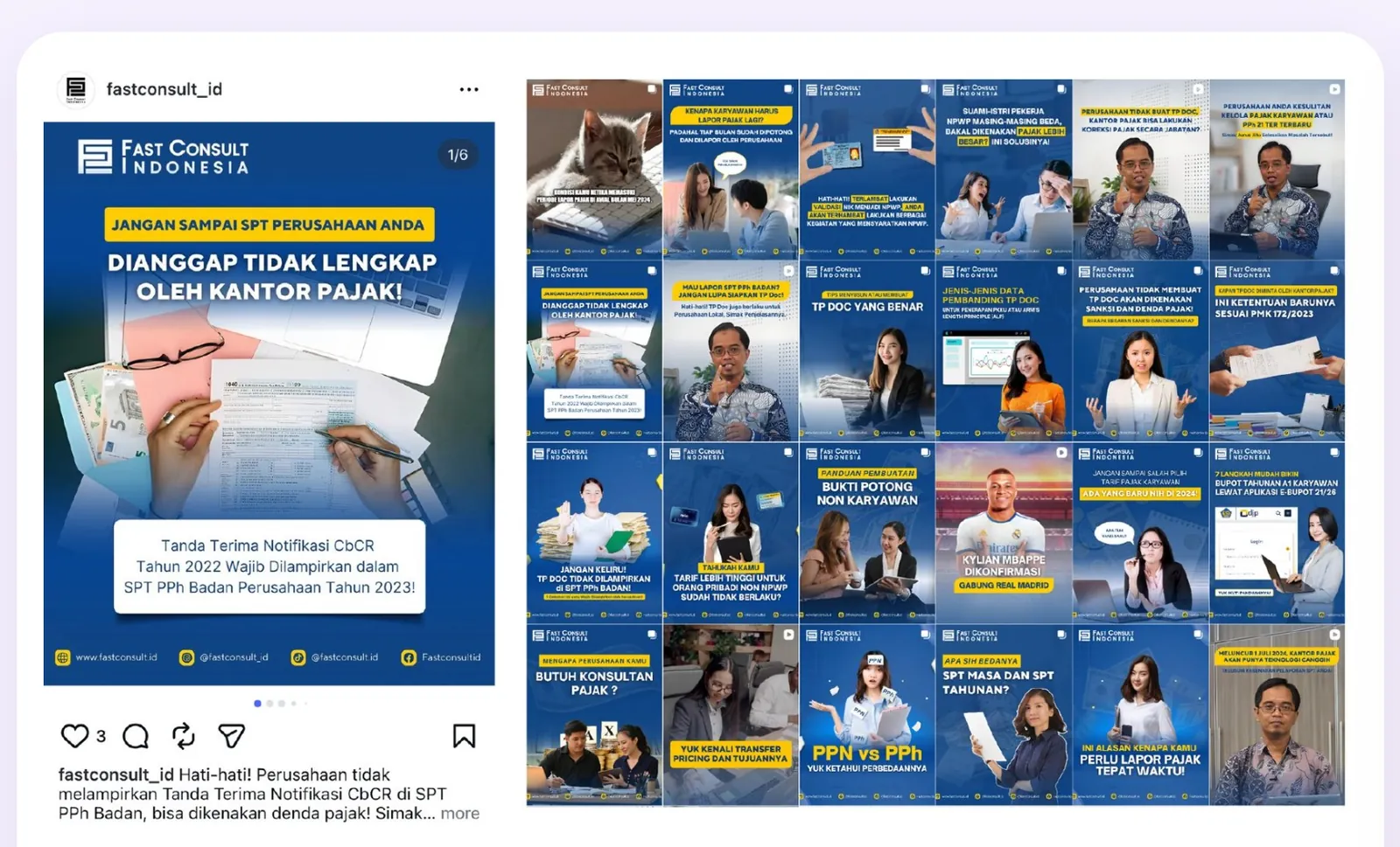 Portofolio desain feed Instagram konsultan pajak fastconsult_id oleh Urusin.co