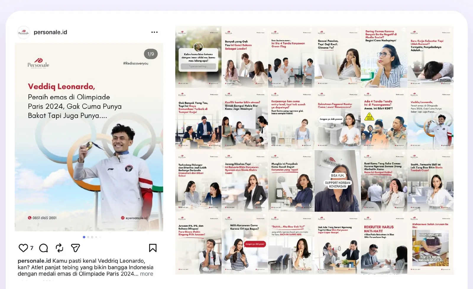 Portofolio desain feed Instagram brand lifestyle personale.id oleh Urusin.co