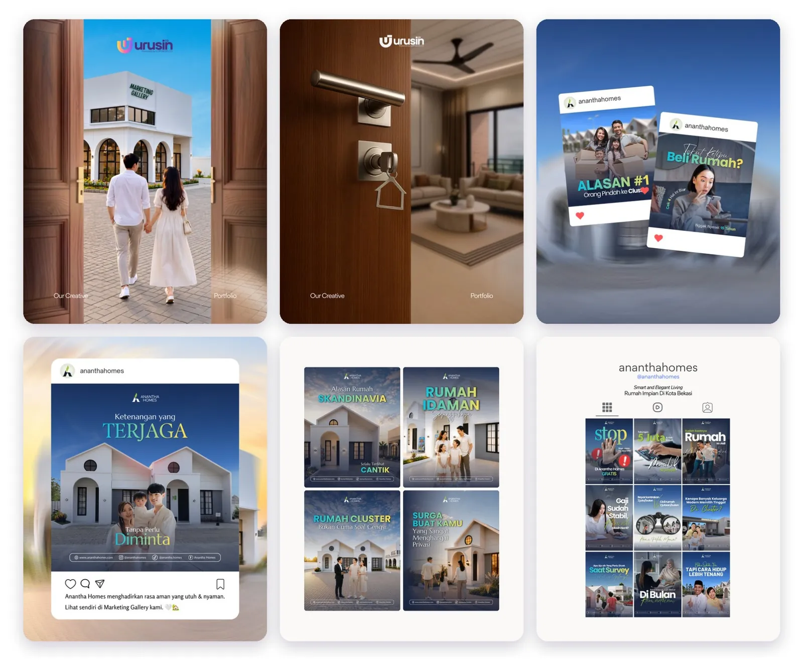 Studi kasus desain feed Instagram Anantha Homes (properti) oleh Urusin.co