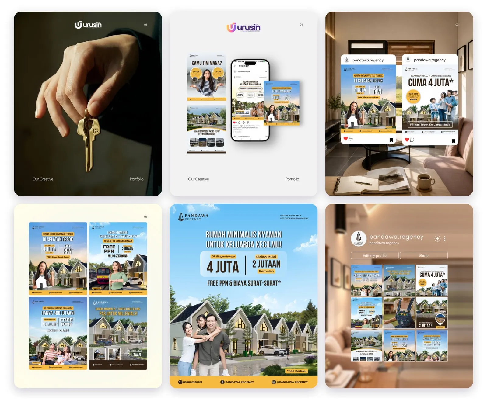 Studi kasus desain feed Instagram Pandawa Regency (properti) oleh Urusin.co